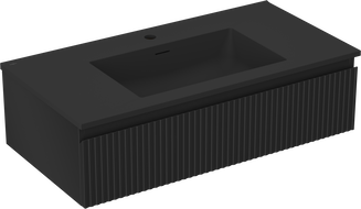 Mexen Rivel шкаф за баня 90 см с мивка Otis, 1 чекмедже, релефен, черен мат - 91A20-09023-1-BF71-W18M71