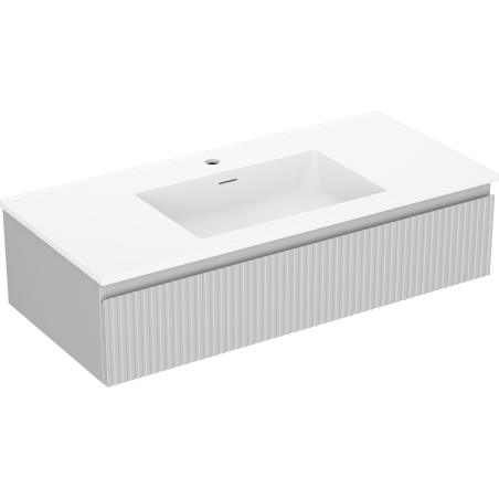 Mexen Rivel шкаф за баня 100 см с мивка Otis, 1 чекмедже, набразден, сив мат/бял