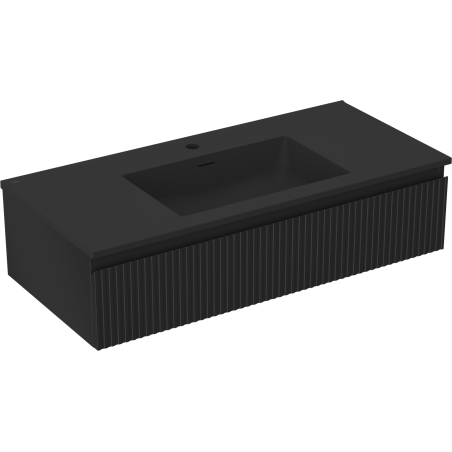 Mexen Rivel шкаф за баня 100 см с мивка Otis, 1 чекмедже, оребрен, черен мат - 91A20-10023-1-BF71-W18M71