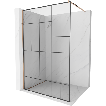 Mexen Kioto душова стена Walk-in 100 x 200 см, черен модел 8 мм, розово злато - 800-100-101-60-78