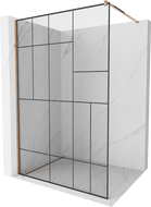 Mexen Kioto стена за душ Walk-in 100 x 200 cm, черен модел 8 mm, розово злато - 800-100-101-60-78