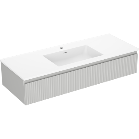 Mexen Rivel шкаф за баня 120 см с мивка Otis, 1 чекмедже, рифелован, сив мат/бял