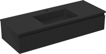 Mexen Rivel шкаф за баня 120 см с мивка Otis, 1 чекмедже, оребрен, черен мат - 91A20-12023-1-BF71-W18M71