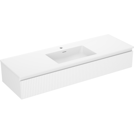 Mexen Rivel шкаф за баня 140 см с мивка Otis, 1 чекмедже, рифелован, бял мат - 91A20-14023-1-BF01-W18M01