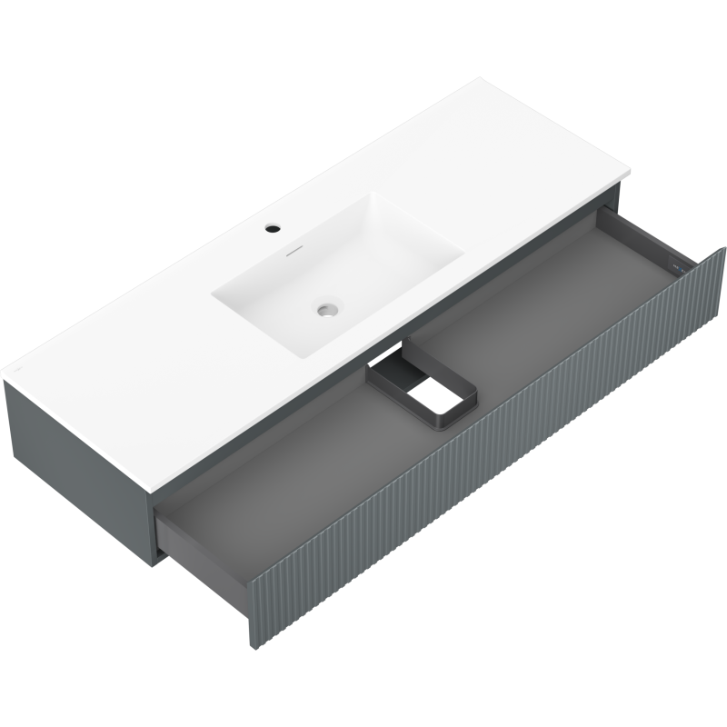 Mexen Rivel шкаф за баня 140 см с мивка Otis, 1 чекмедже, релефен, графит мат/бяла