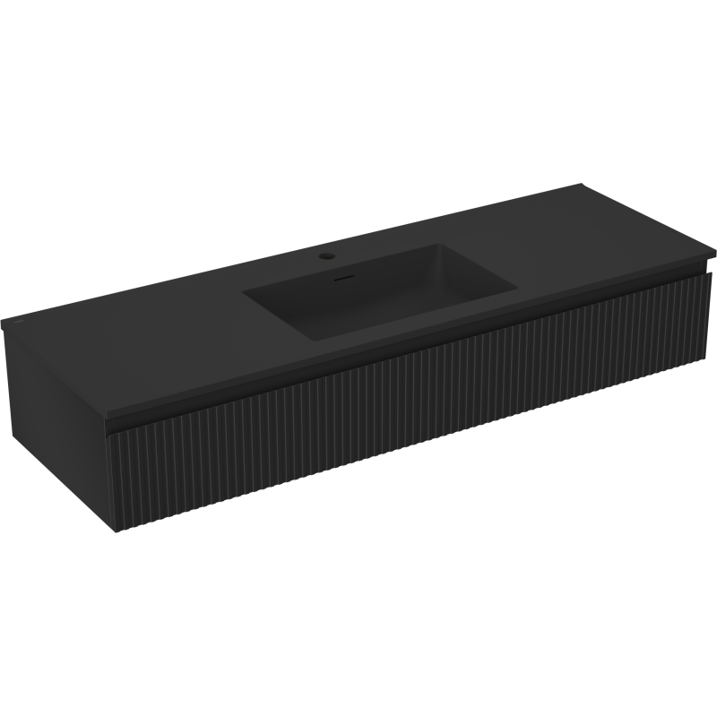 Mexen Rivel баня шкаф 140 см с мивка Otis, 1 чекмедже, оребрена, черен мат - 91A20-14023-1-BF71-W18M71
