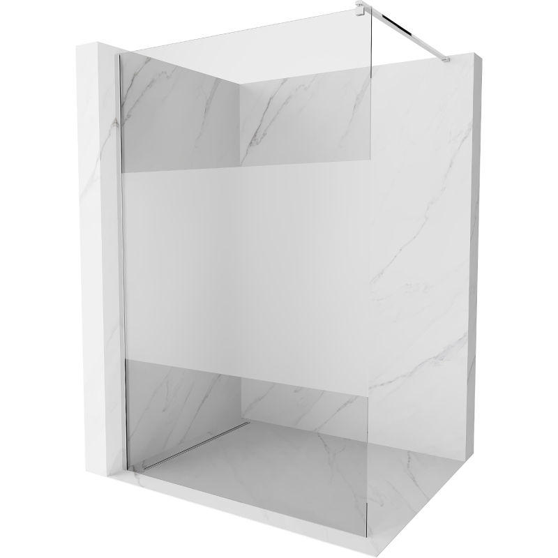 Mexen Kioto стена за душ Walk-in 130 x 200 см, прозрачна/матова 8 мм, хром - 800-130-101-01-35