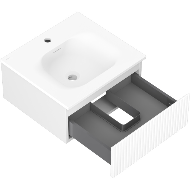 Mexen Rivel шкаф за баня 50 см с мивка Vela, 1 чекмедже, рифелова, бял мат - 91A20-05023-1-BF01-W23M01