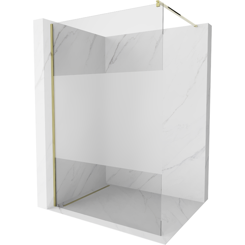 Mexen Kioto Душ стена Walk-in 140 x 200 см, прозрачен/мат 8 мм, злато - 800-140-101-50-35