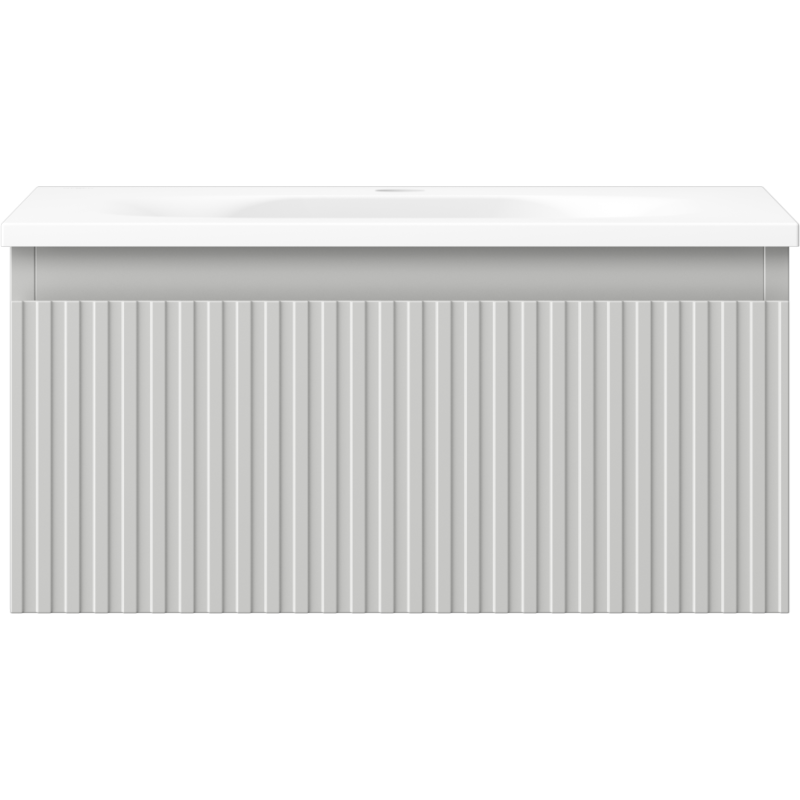 Mexen Rivel шкаф за баня 50 см с мивка Vela, 1 чекмедже, оребрен , сив мат/бял мат - 91A20-05023-1-BF62-W23M01