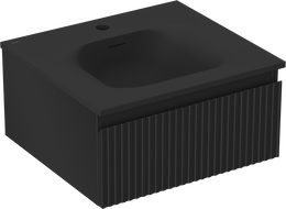 Mexen Rivel шкаф за баня 50 cm с мивка Vela, 1 чекмедже, рифелован, черен мат