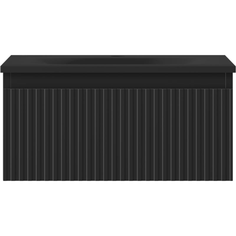 Mexen Rivel шкаф за баня 50 cm с мивка Vela, 1 чекмедже, рифелован, черен мат