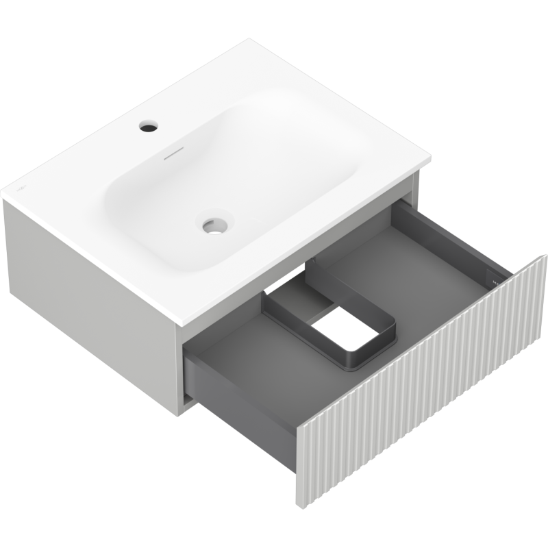 Mexen Rivel шкаф за баня 60 см с мивка Vela, 1 чекмедже, нарезан, сив мат/бял мат - 91A20-06023-1-BF62-W23M01