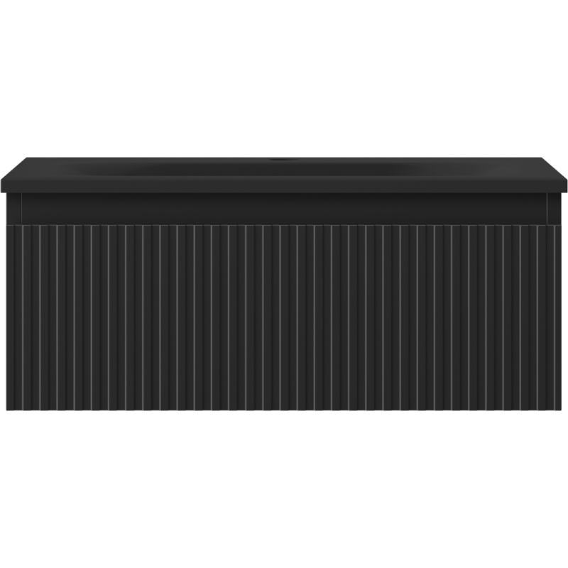 Mexen Rivel шкаф за баня 60 см с мивка Vela, 1 чекмедже, рифлована, черен мат - 91A20-06023-1-BF71-W23M71