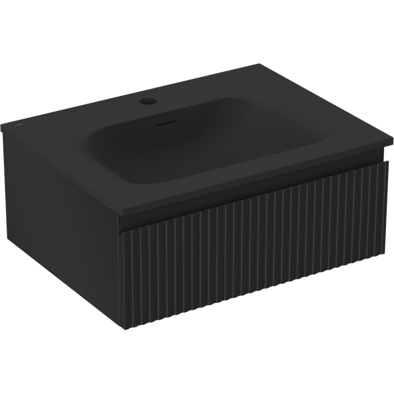 Mexen Rivel шкаф за баня 60 см с мивка Vela, 1 чекмедже, рифлована, черен мат - 91A20-06023-1-BF71-W23M71