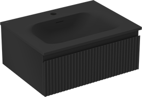 Mexen Rivel шкаф за баня 60 см с мивка Vela, 1 чекмедже, рифлована, черен мат - 91A20-06023-1-BF71-W23M71