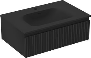 Mexen Rivel шкаф за баня 70 см с мивка Vela, 1 чекмедже, оребрен, черен мат - 91A20-07023-1-BF71-W23M71