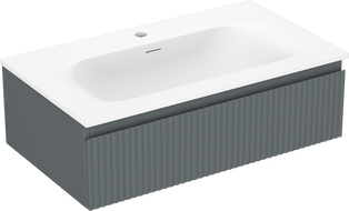 Mexen Rivel шкаф за баня 80 см с мивка Vela, 1 чекмедже, надигнат, графит мат/бял