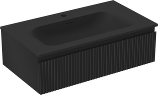 Mexen Rivel шкаф за баня 80 см с мивка Vela, 1 чекмедже, оребрена, черна мат - 91A20-08023-1-BF71-W23M71