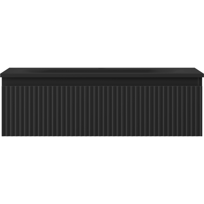 Mexen Rivel шкаф за баня 80 см с мивка Vela, 1 чекмедже, оребрена, черна мат - 91A20-08023-1-BF71-W23M71