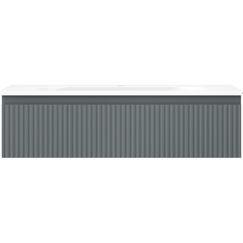 Mexen Rivel шкаф за баня 90 см с мивка Vela, 1 чекмедже, гофриран, графит мат/бял