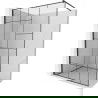 Mexen Kioto душова стена Walk-in 130 x 200 см, черен шаблон 8 мм, черна - 800-130-101-70-78