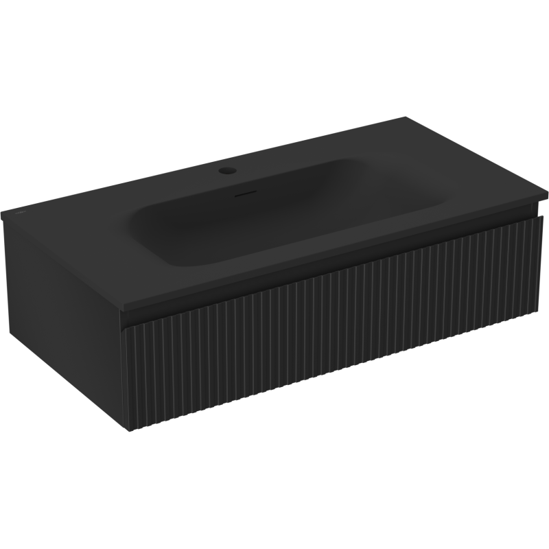 Mexen Rivel баня шкаф 90 см с мивка Vela, 1 чекмедже, релефен, черен мат - 91A20-09023-1-BF71-W23M71
