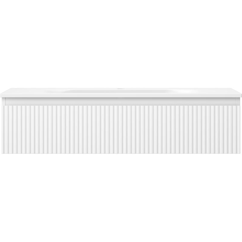 Mexen Rivel шкаф за баня 100 см с умивалник Vela, 1 чекмедже, оребрен, бял мат