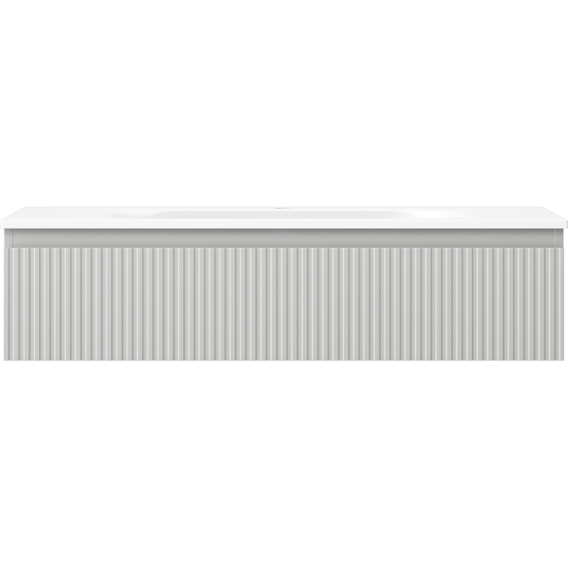 Mexen Rivel шкаф за баня 100 см с мивка Vela, 1 чекмедже, оребрен, сив мат/бял мат