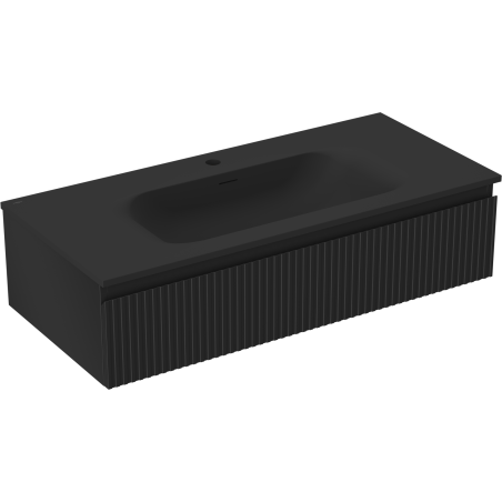 Mexen Rivel баня шкаф 100 см с мивка Vela, 1 чекмедже, рифланд, черна мат