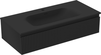 Mexen Rivel баня шкаф 100 см с мивка Vela, 1 чекмедже, рифланд, черна мат