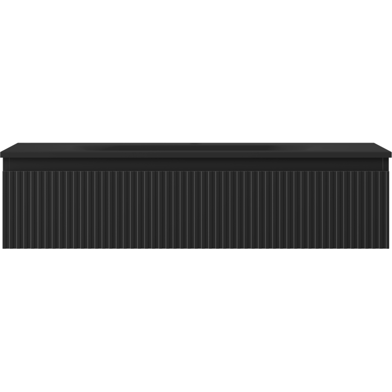 Mexen Rivel баня шкаф 100 см с мивка Vela, 1 чекмедже, рифланд, черна мат