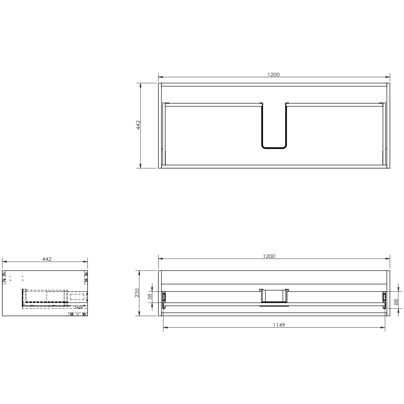 Mexen Rivel шкаф за баня 120 cm с мивка Vela, 1 чекмедже, рифлен, бял мат