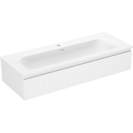 Mexen Rivel шкаф за баня 120 cm с мивка Vela, 1 чекмедже, рифлен, бял мат