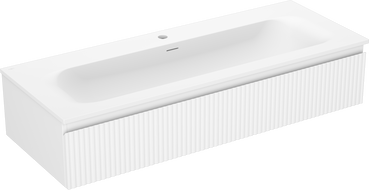 Mexen Rivel шкаф за баня 120 cm с мивка Vela, 1 чекмедже, рифлен, бял мат