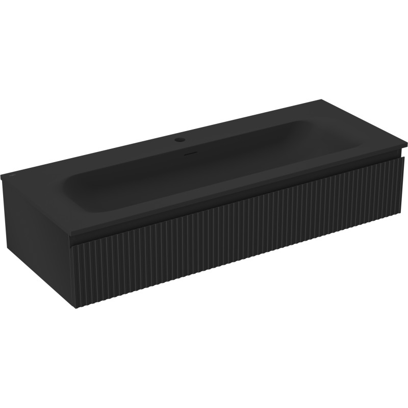 Mexen Rivel шкаф за баня 120 см с мивка Vela, 1 чекмедже, релефна, черен мат