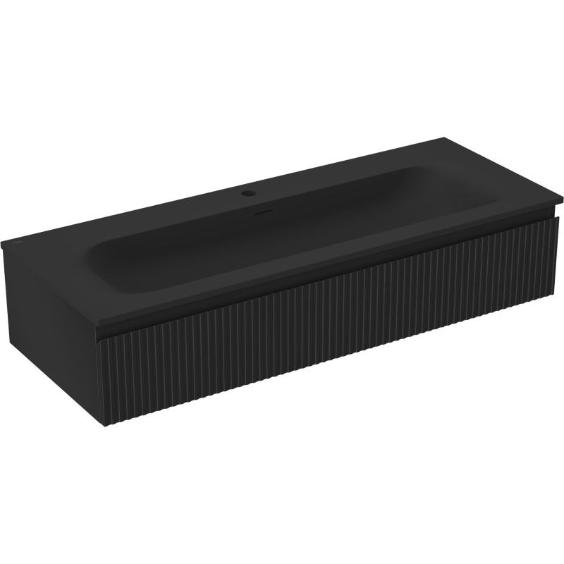 Mexen Rivel шкаф за баня 120 см с мивка Vela, 1 чекмедже, рифеловано, черен мат - 91A20-12023-1-BF71-W23M71