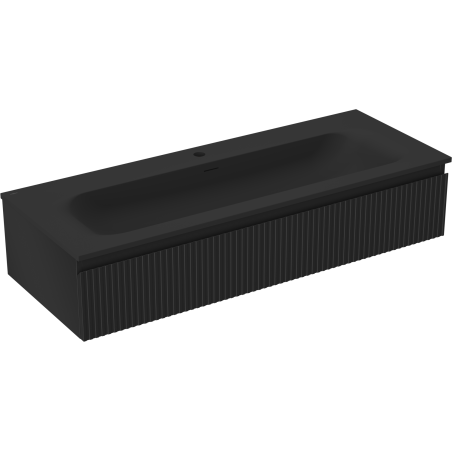 Mexen Rivel шкаф за баня 120 см с мивка Vela, 1 чекмедже, рифеловано, черен мат - 91A20-12023-1-BF71-W23M71