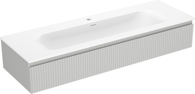 Mexen Rivel шкаф за баня 140 см с мивка Vela, 1 чекмедже, гофрирано, сиво мат/бяло мат - 91A20-14023-1-BF62-W23M01