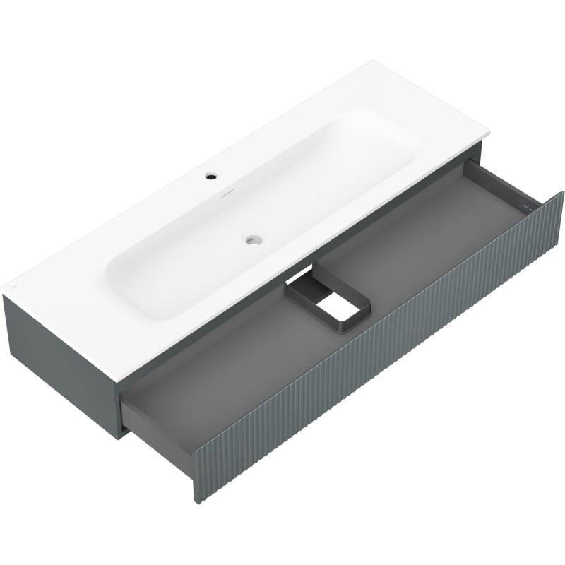Mexen Rivel шкафче за баня 140 см с мивка Vela, 1 чекмедже, гофрирано, графит