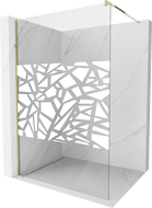 Mexen Kioto стена за душ Walk-in 130 x 200 см, бял модел 8 мм, златен - 800-130-101-50-85