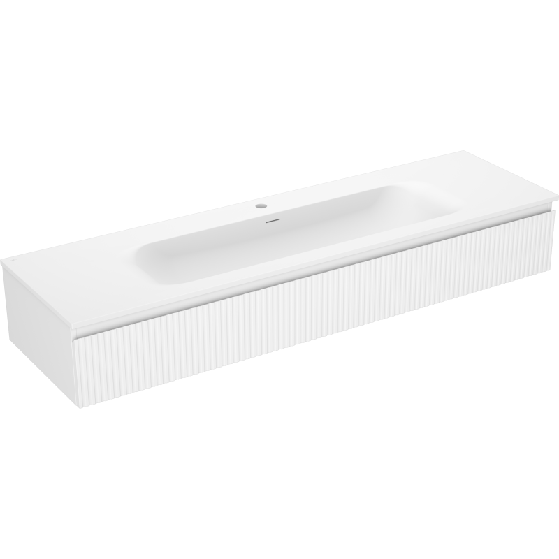 Mexen Rivel шкаф за баня 160 см с мивка Vela, 1 чекмедже, рифелова, бял мат - 91A20-16023-1-BF01-W23M01