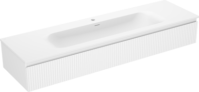 Mexen Rivel шкаф за баня 160 см с мивка Vela, 1 чекмедже, рифелова, бял мат - 91A20-16023-1-BF01-W23M01