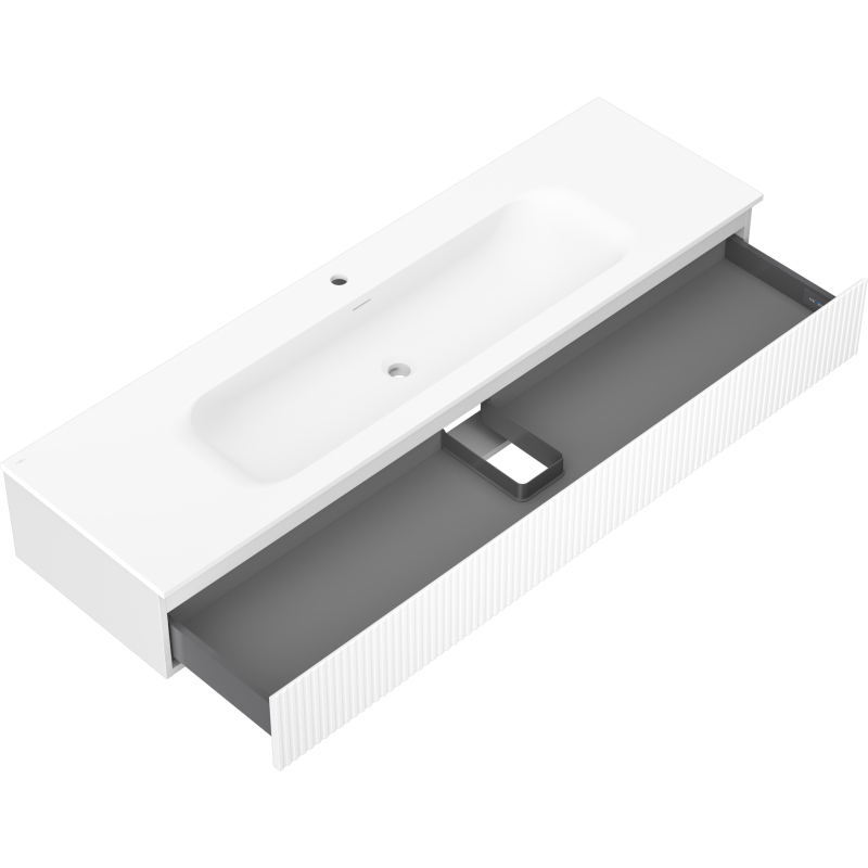 Mexen Rivel баня шкаф 160 см с мивка Vela, 1 чекмедже, оребрен, бял мат - 91A20-16023-1-BF01-W23M01