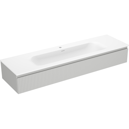 Mexen Rivel Шкаф за баня 140 см с мивка Vela, 1 чекмедже, оребрен, сив мат/бял мат