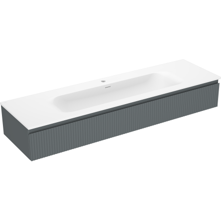 Mexen Rivel шкаф за баня 160 см с мивка Vela, 1 чекмедже, рифелована, графит