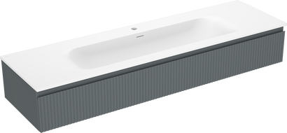 Mexen Rivel шкаф за баня 160 см с мивка Vela, 1 чекмедже, рифелована, графит