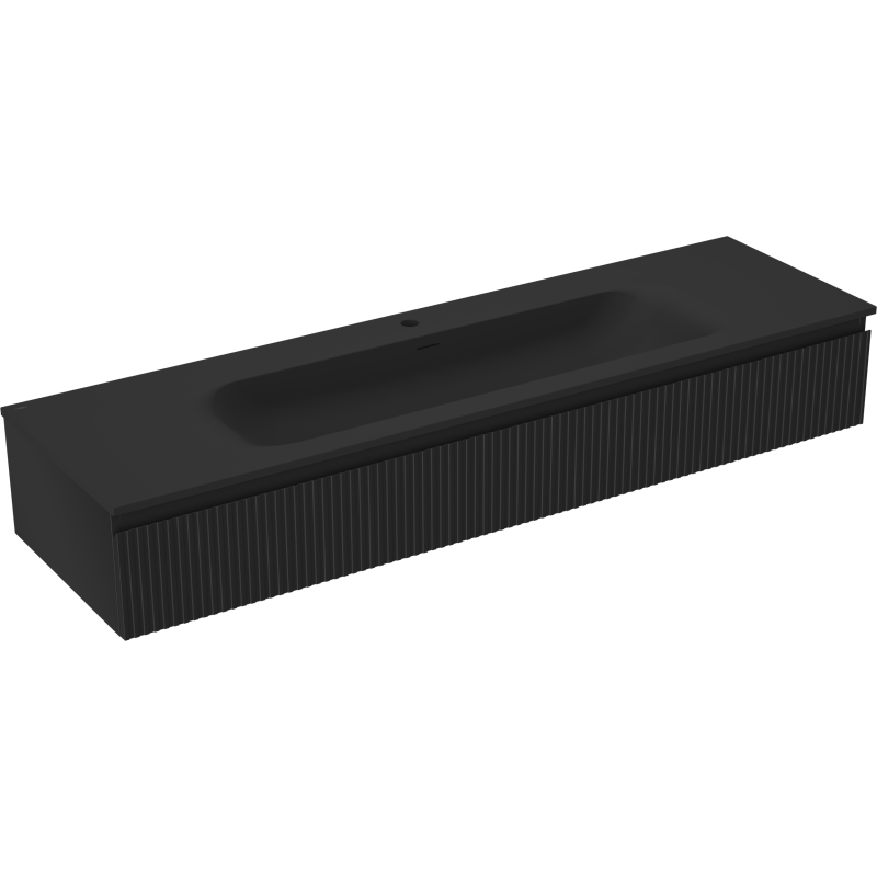 Mexen Rivel баня шкаф 160 см с мивка Vela, 1 чекмедже, гофрирана, черна мат - 91A20-16023-1-BF71-W23M71