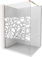 Mexen Kioto душ стена Walk-in 120 x 200 cm, бял модел 8 mm, розово злато - 800-120-101-60-85