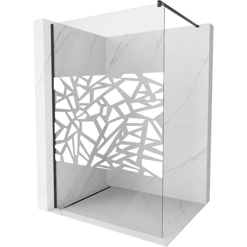Mexen Kioto стена за душ Walk-in 110 x 200 см, бял десен 8 мм, черен - 800-110-101-70-85